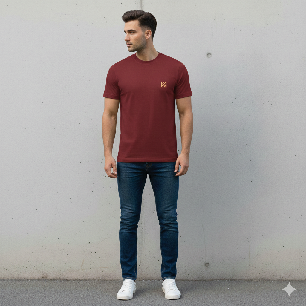 Royal Signature Series: Bold Crimson Red Crew Neck Tee