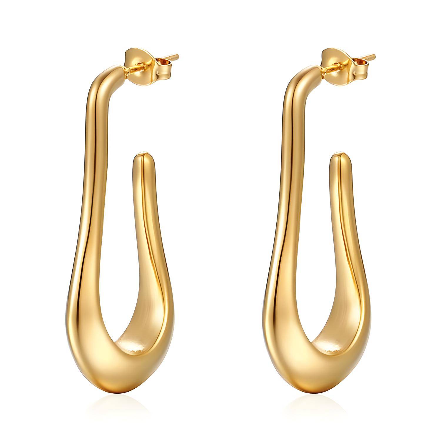 Earrings, 18K Gold Plated Steel