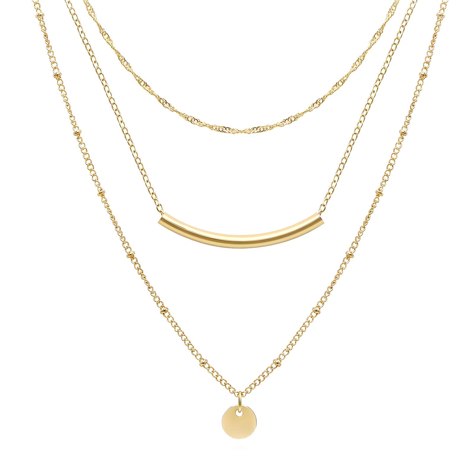 Necklace, 18K Gold Plated Steel