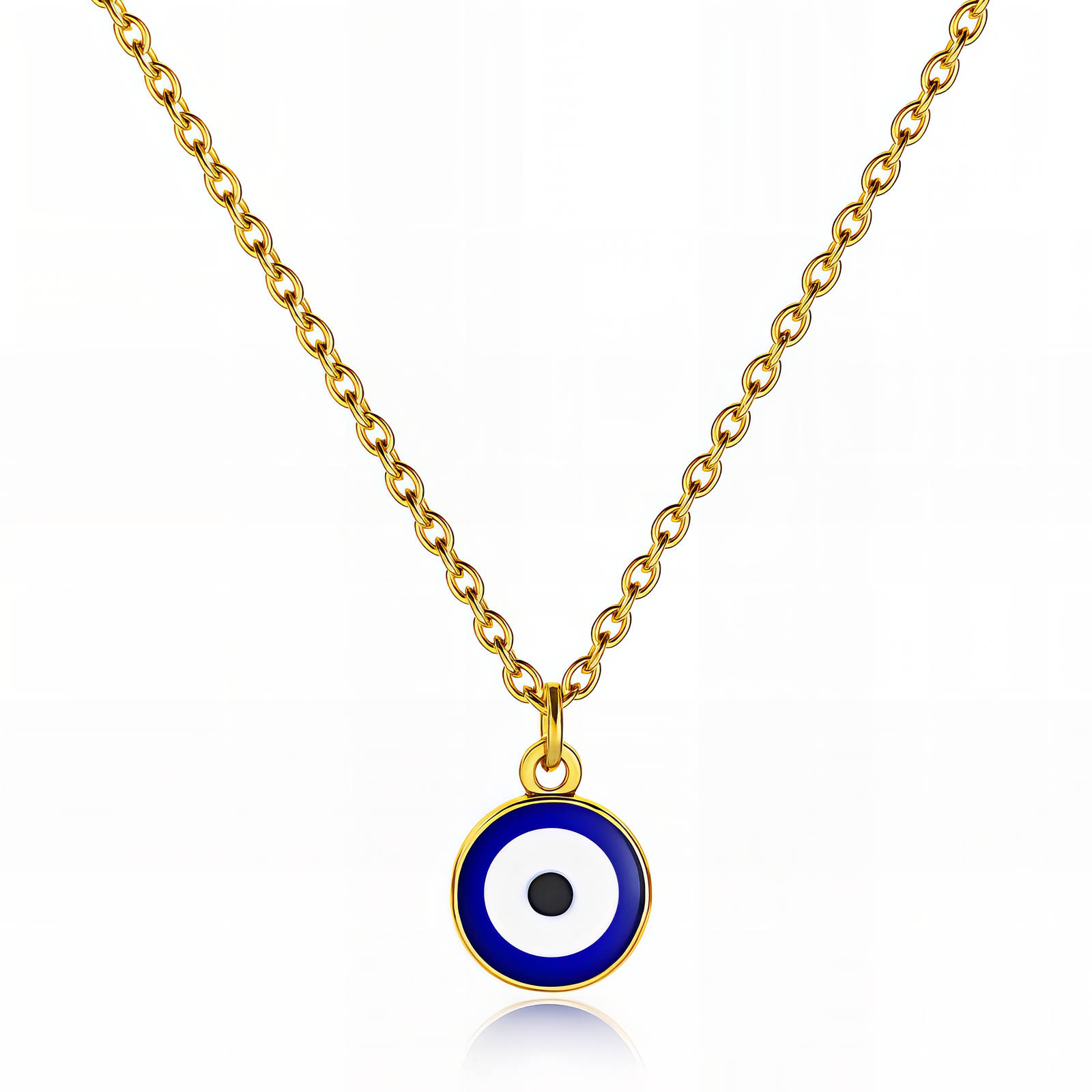 "Evil Eye" Necklace, 18K Gold Plated Steel