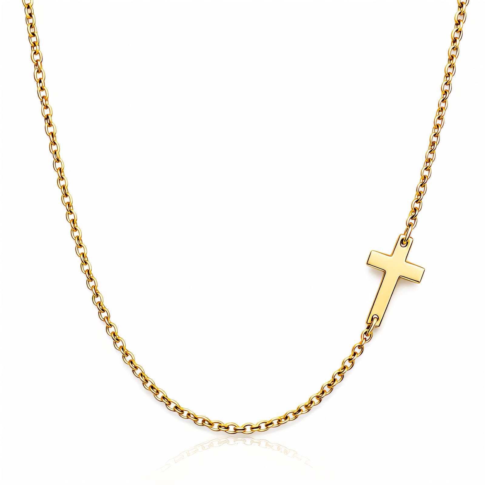 "Crosses" Necklace, 18K Gold Plated Steel