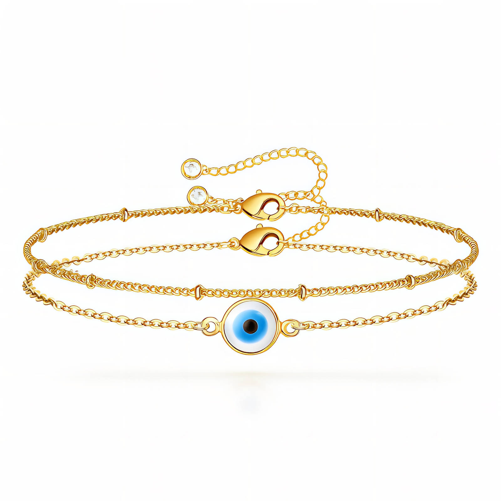"Evil Eye" Bracelet, 18K Gold Plated Steel