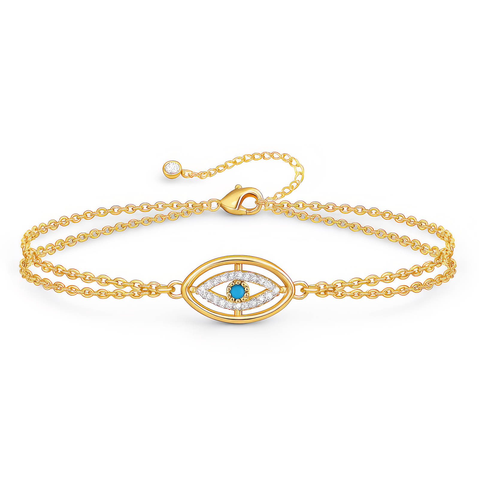 "Evil Eye" Bracelet, 18K Gold Plated Steel