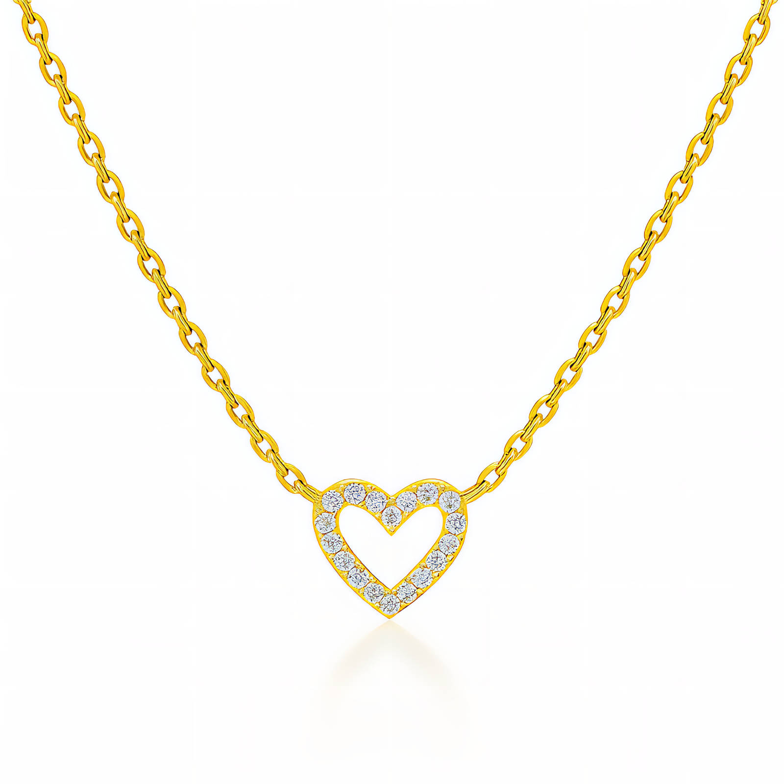 "Hearts" Necklace, 18K Gold Plated Steel