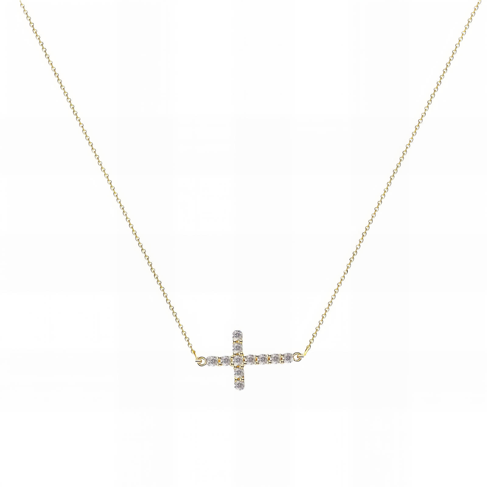 "Crosses" Necklace, 18K Gold Plated Steel