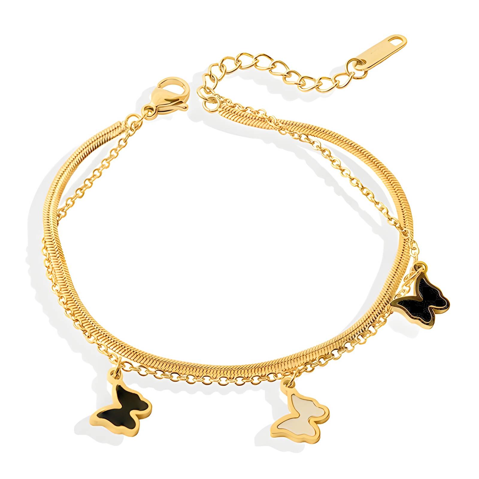 "Butterflies" Bracelet, 18K Gold Plated Steel