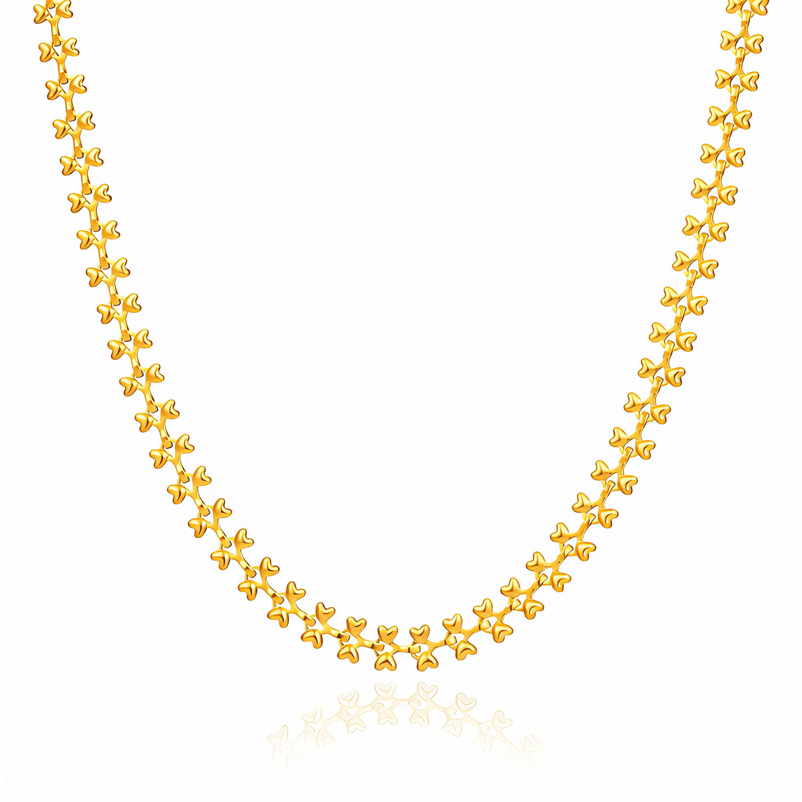 "Hearts" Necklace, 18K Gold Plated Steel