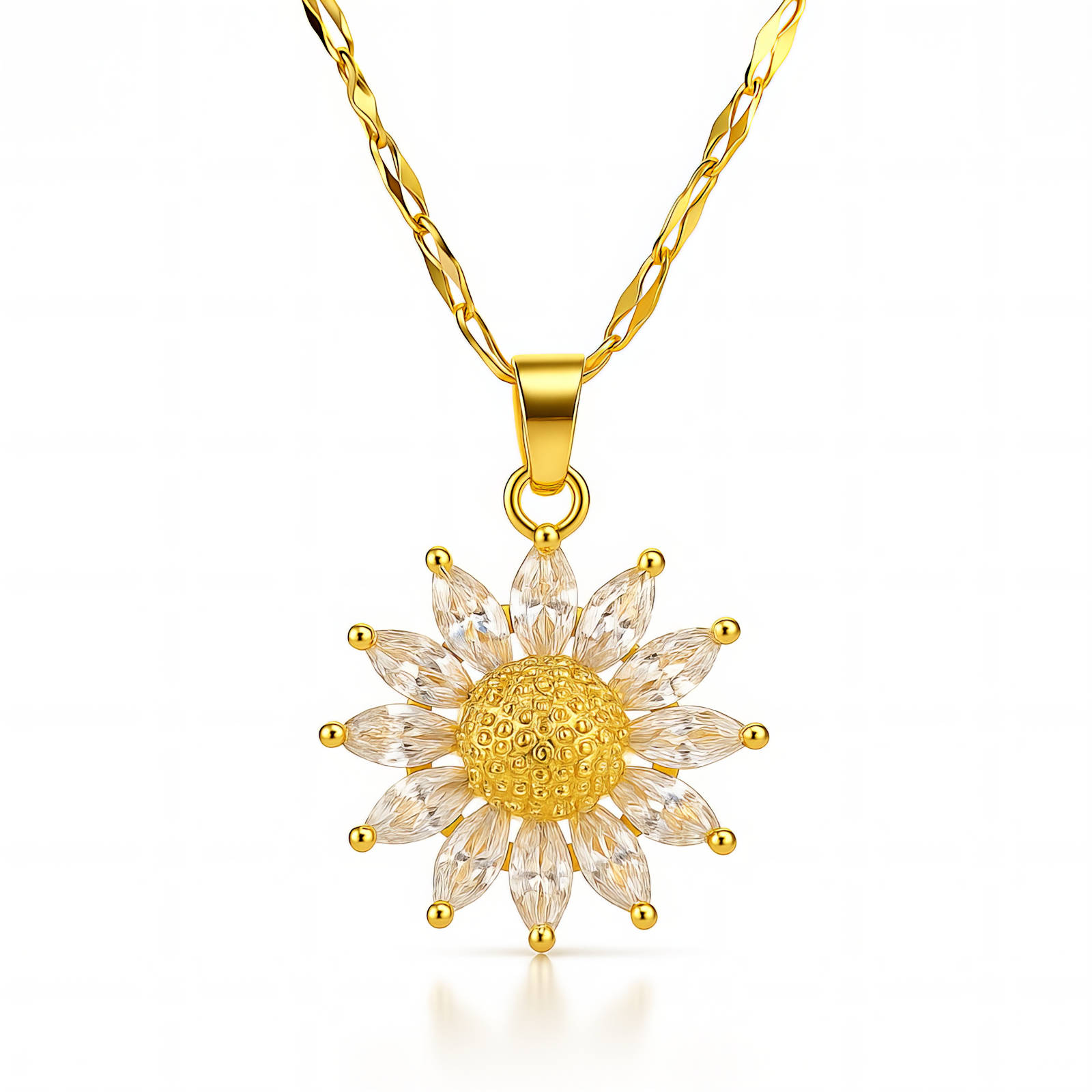 "Flower" Necklace, 18K Gold Plated Steel