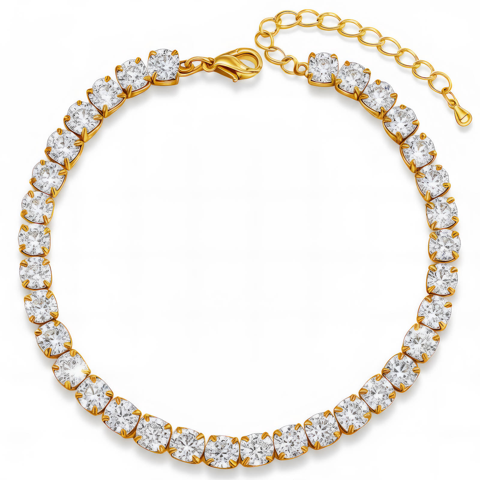 "Tennis" Bracelet, 18K Gold Plated Steel