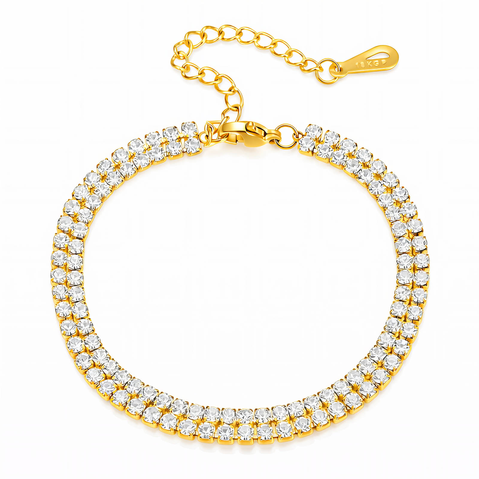 "Tennis" Bracelet, 18K Gold Plated Steel
