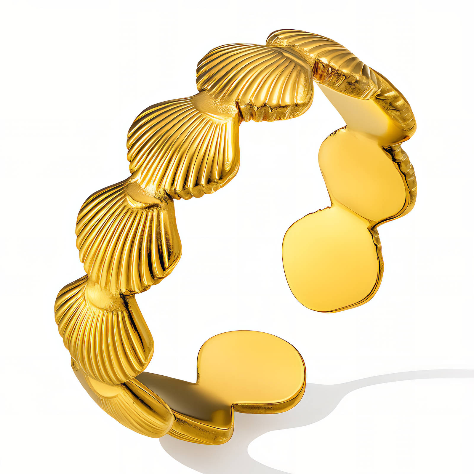 "Seashells" Ring, 18K Gold Plated Steel