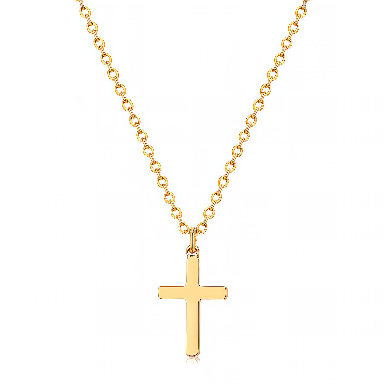 "Crosses" Necklace, 18K Gold Plated Steel