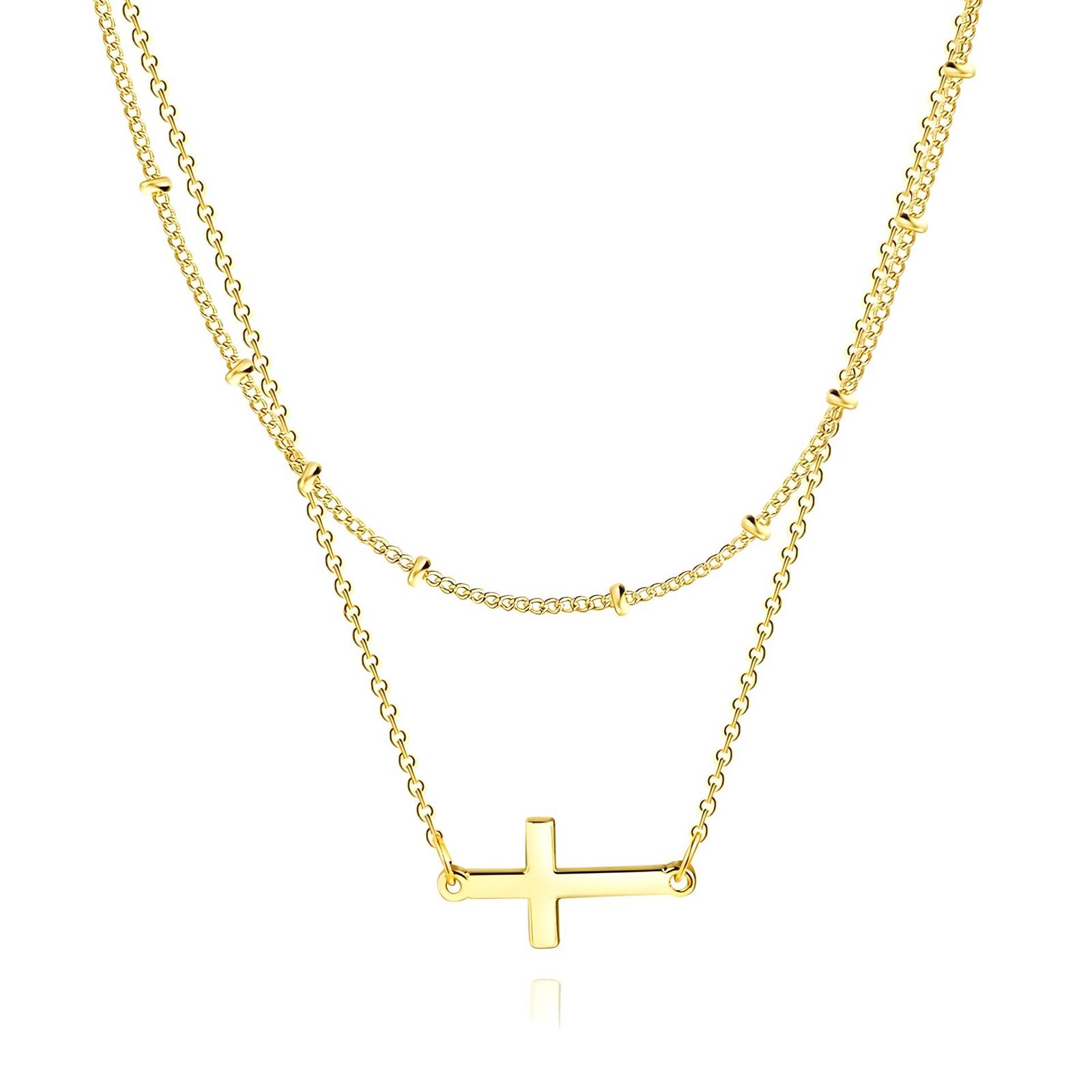 "Crosses" Necklace, 18K Gold Plated Steel