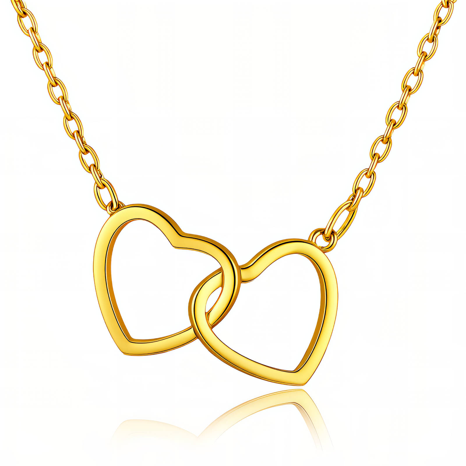"Hearts" Necklace, 18K Gold Plated Steel