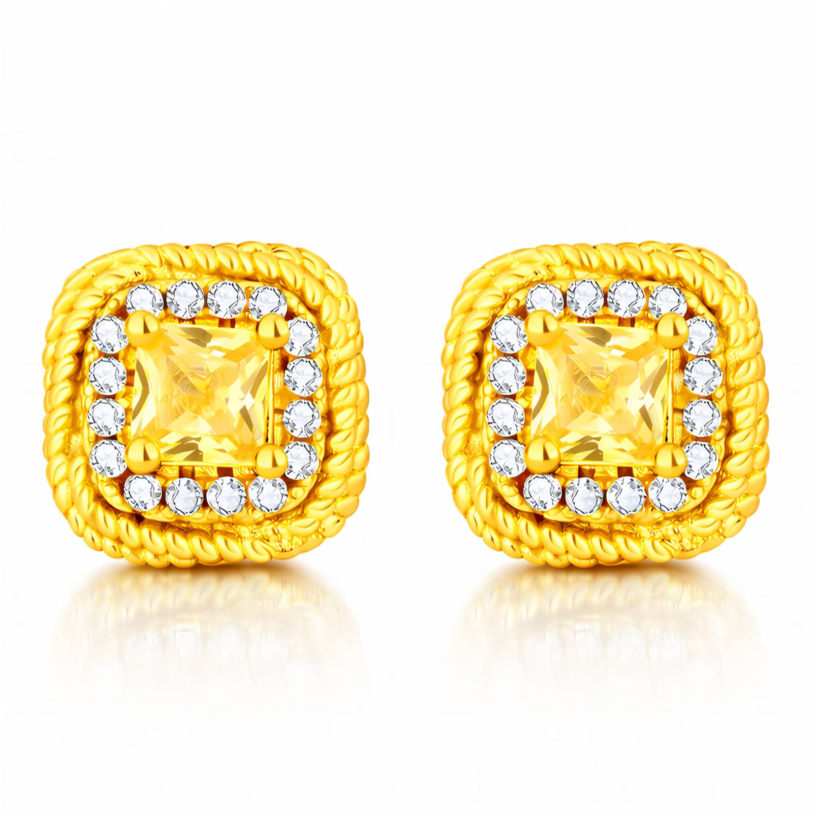 Earrings, 18K Gold Plated Brass