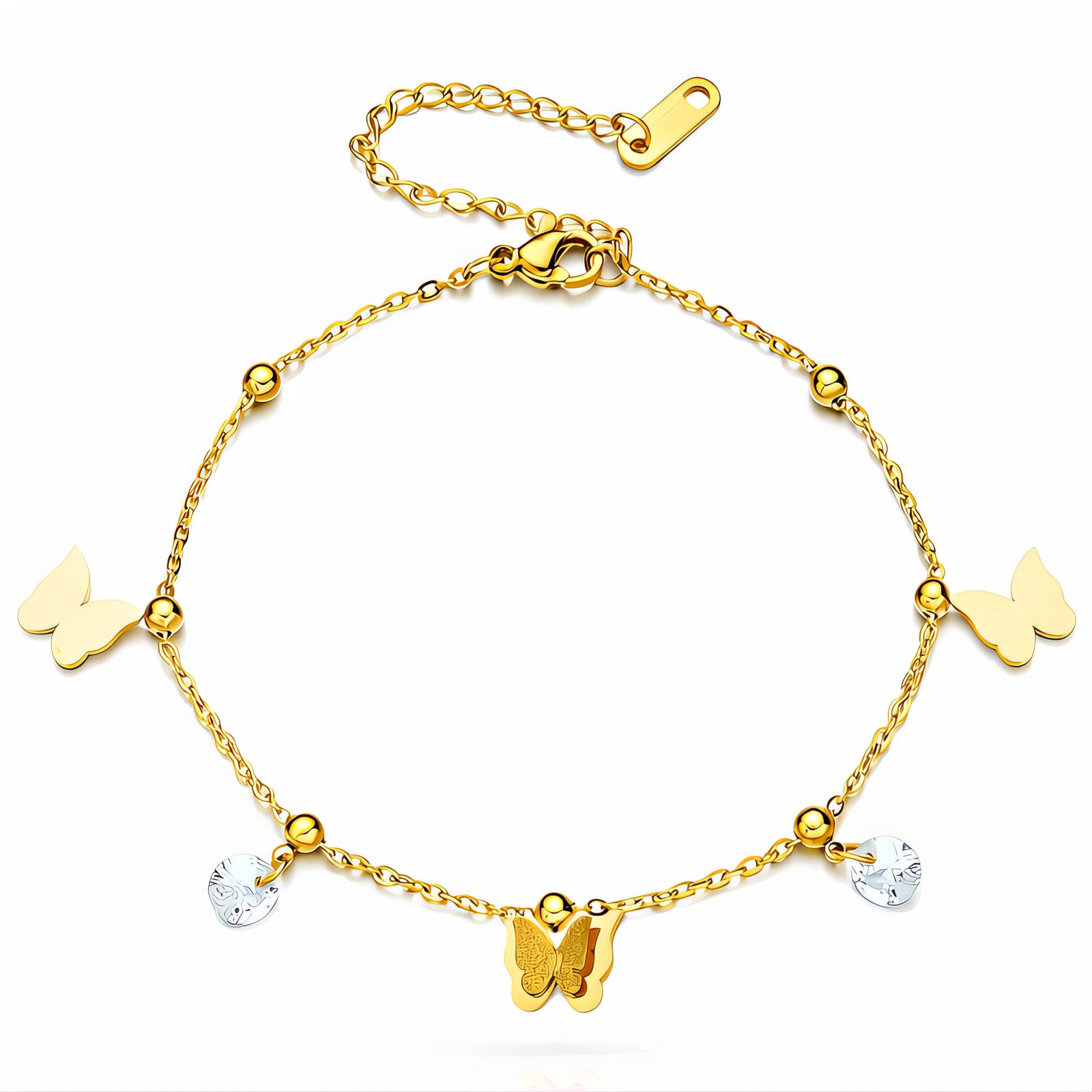 "Butterfly" Anklet, 18K Gold Plated Steel