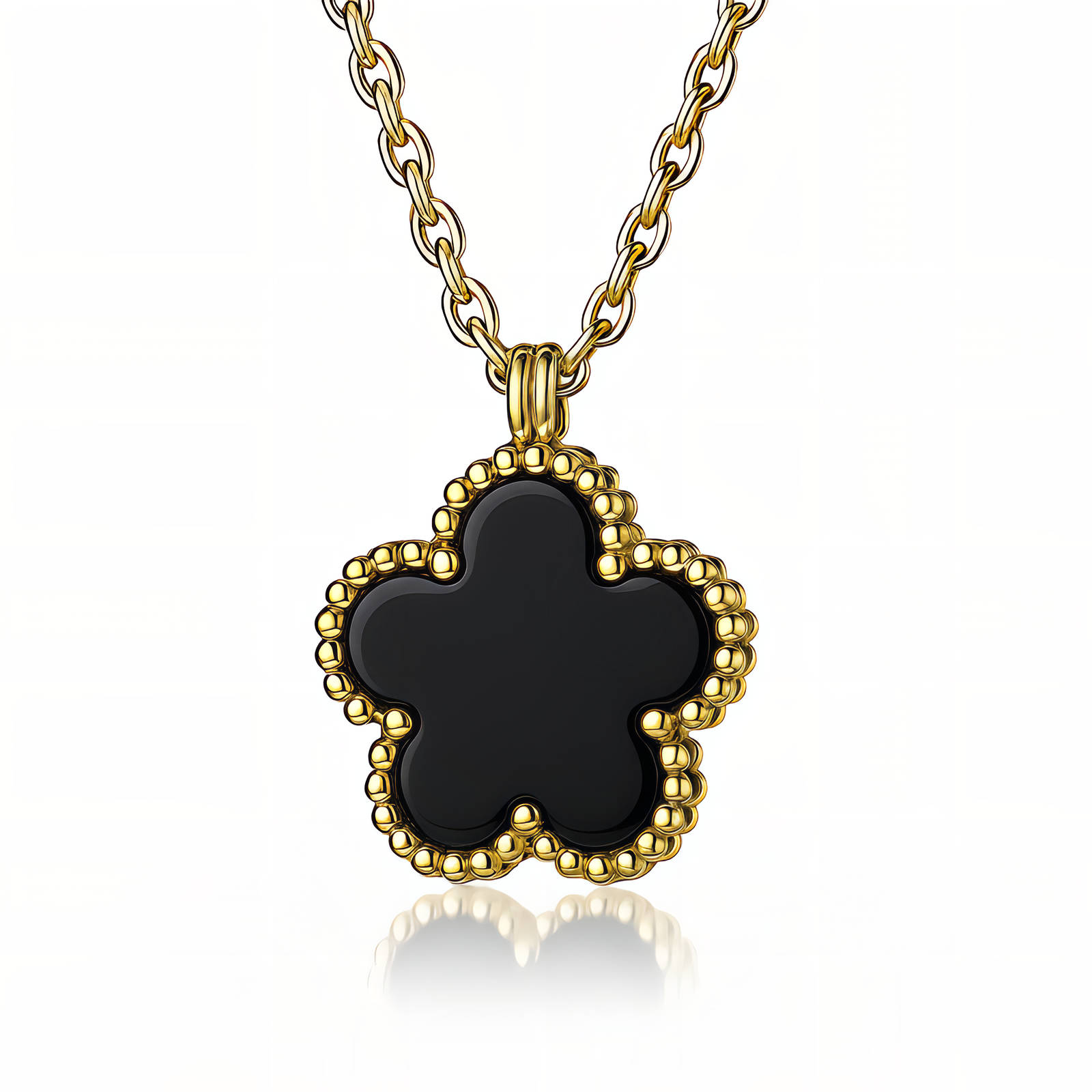 "Flower" Necklace, 18K Gold Plated Steel