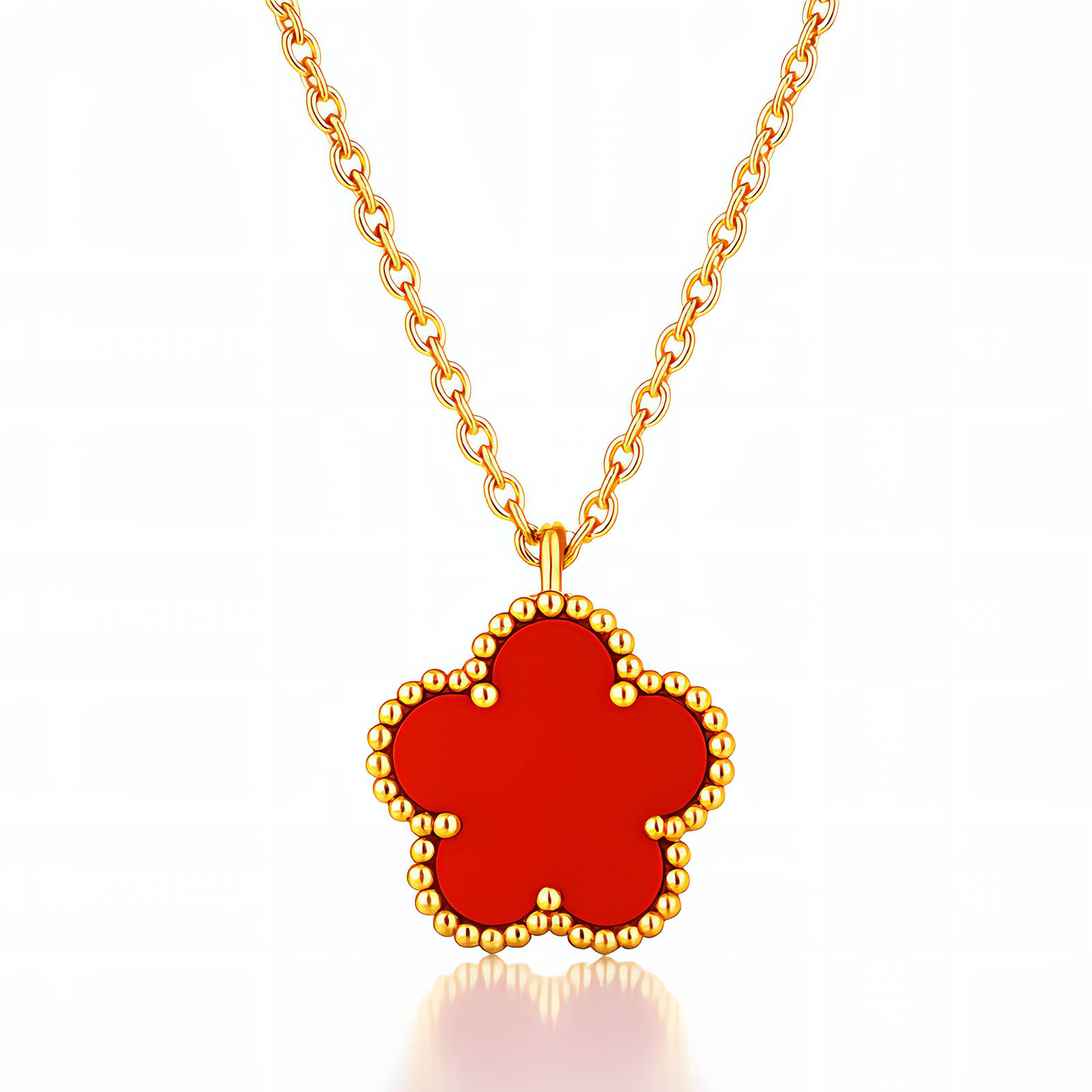 "Flower" Necklace, 18K Gold Plated Steel
