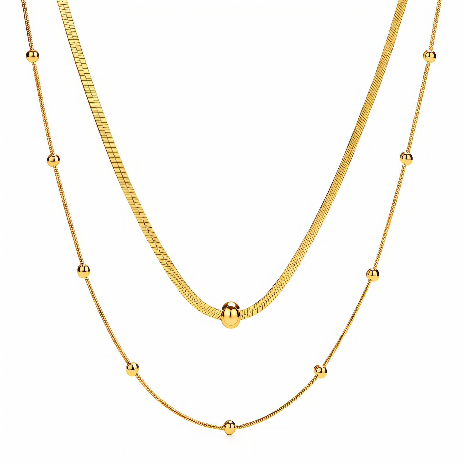 Necklace, 18K Gold Plated Steel