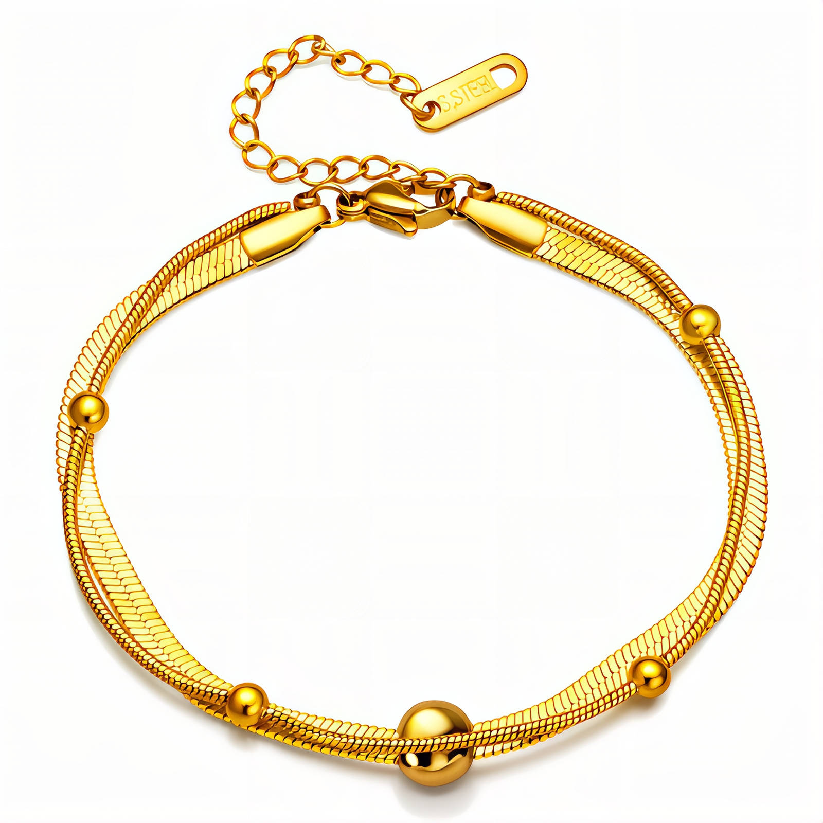 Bracelet, 18K Gold Plated Steel