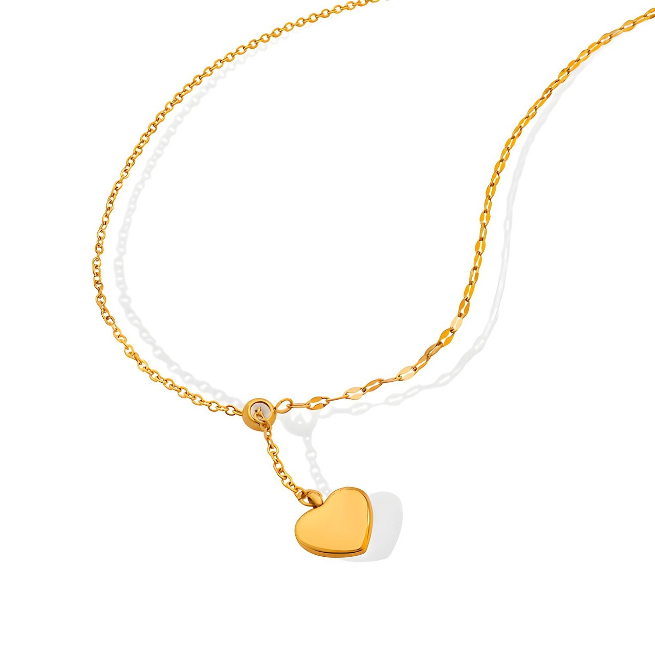 "Heart" Necklace, 18K Gold Plated Steel