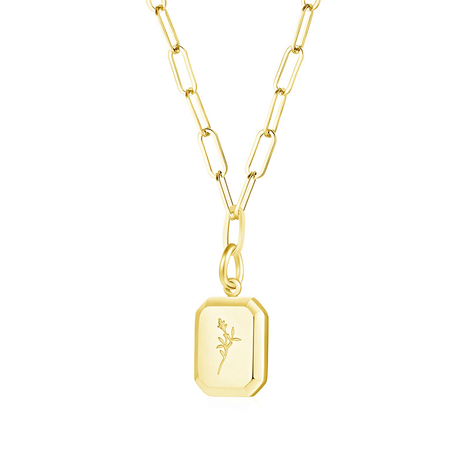 "Flower" Necklace, 18K Gold Plated Steel