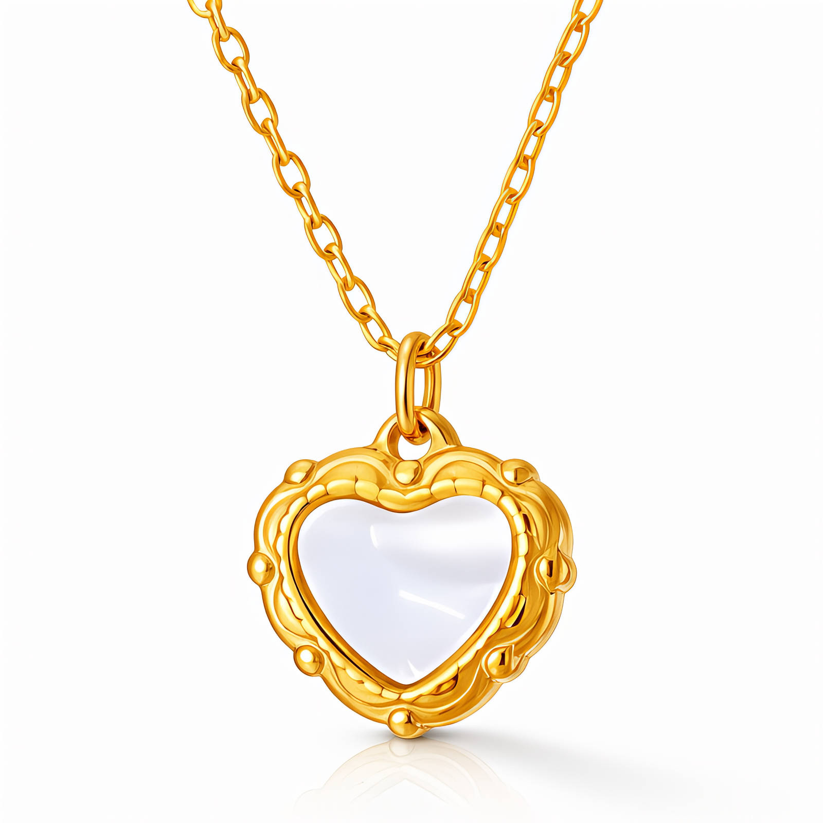 "Hearts" Necklace, 18K Gold Plated Steel