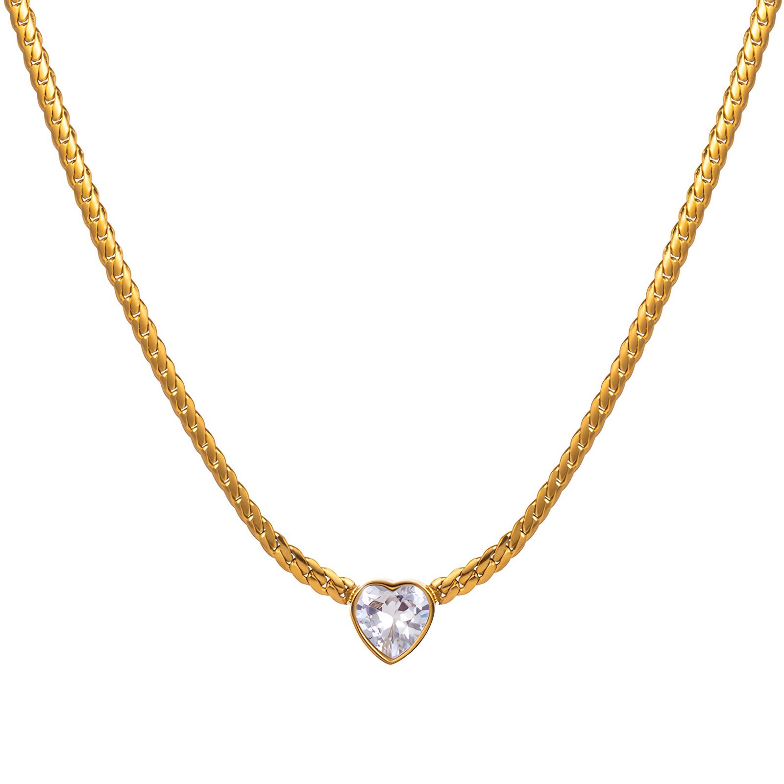 "Hearts" Necklace, 18K Gold Plated Steel