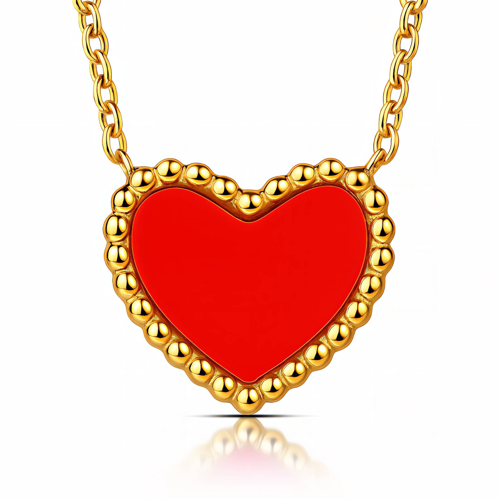 "Hearts" Necklace, 18K Gold Plated Steel