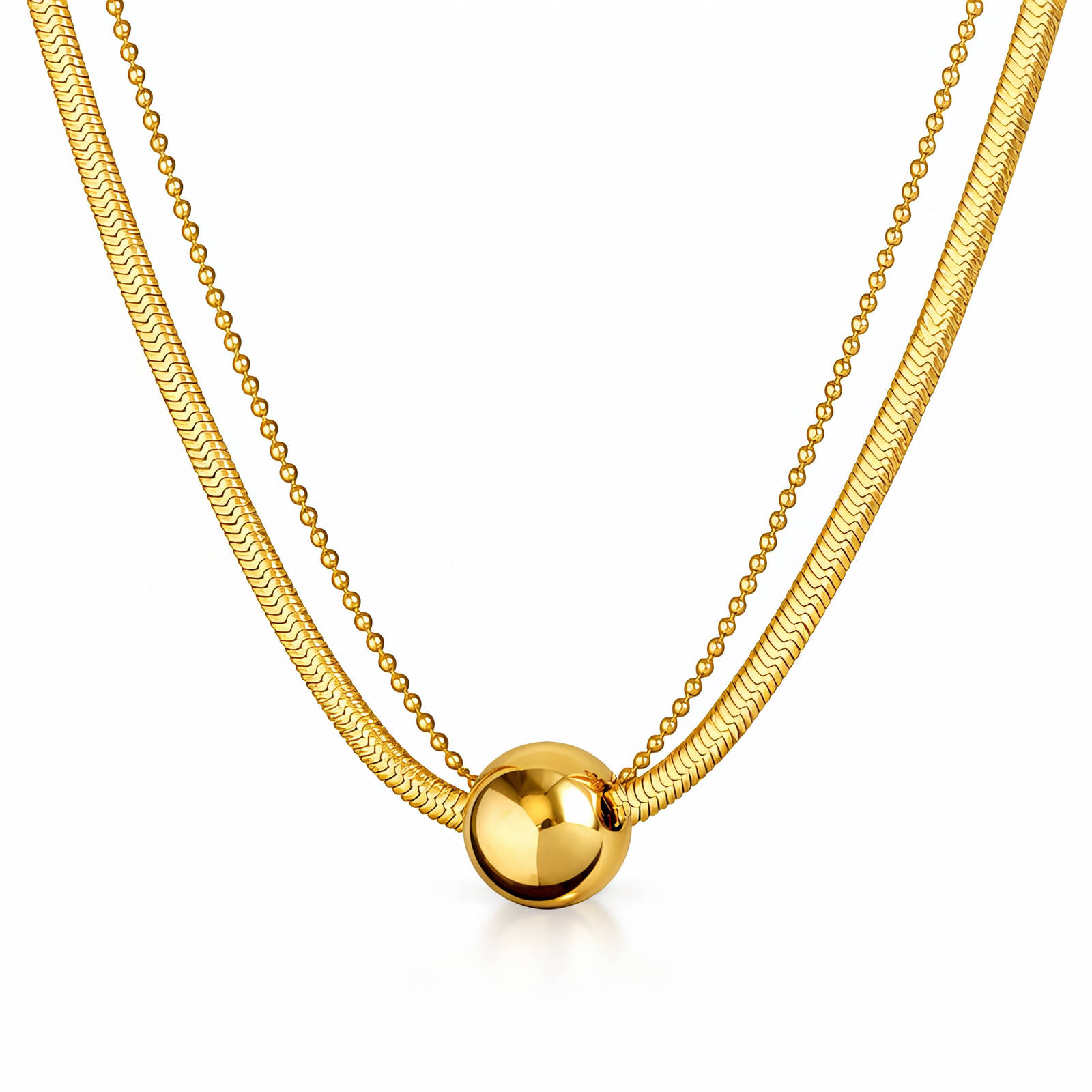 Necklace, 18K Gold Plated Steel