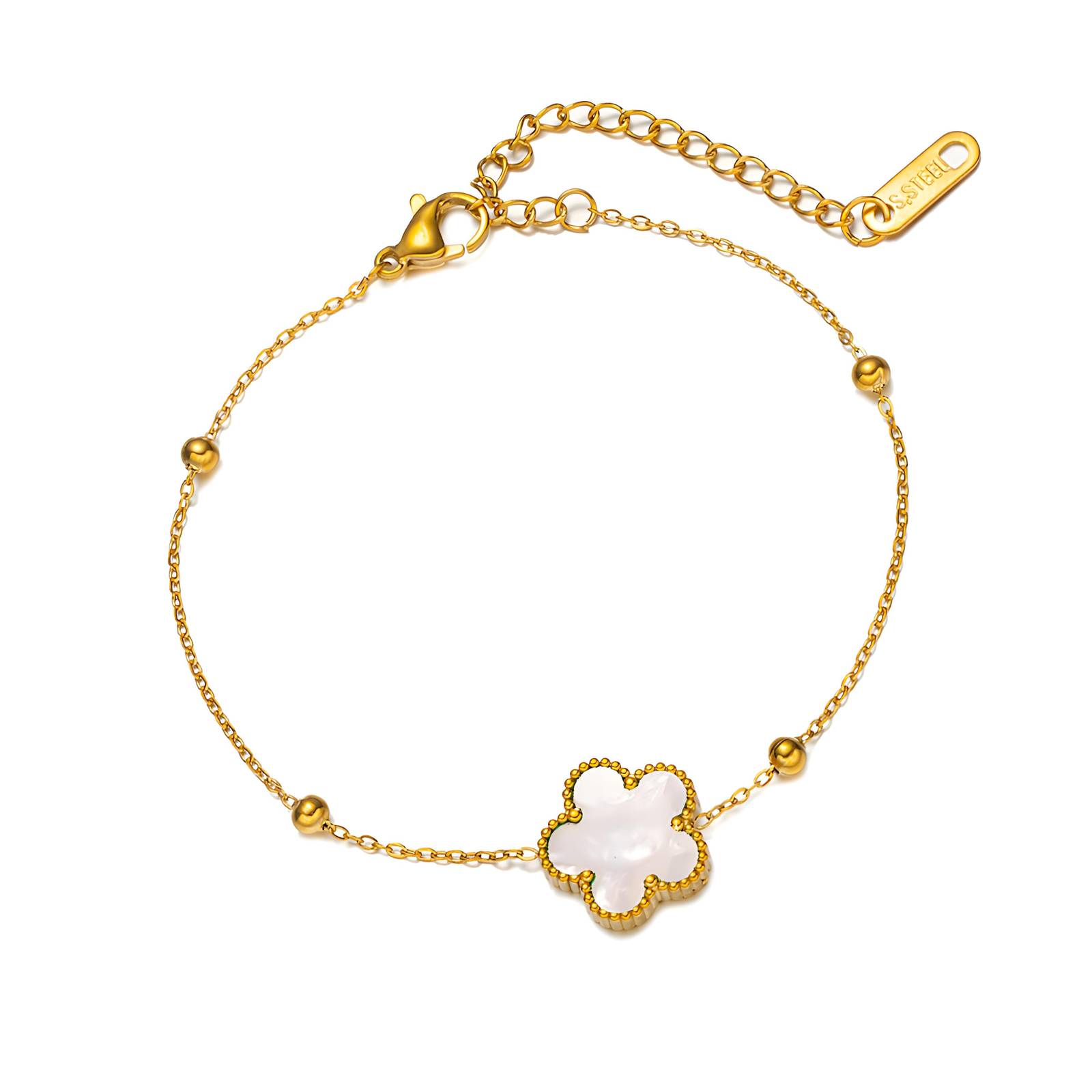 "Flower" Bracelet, 18K Gold Plated Steel