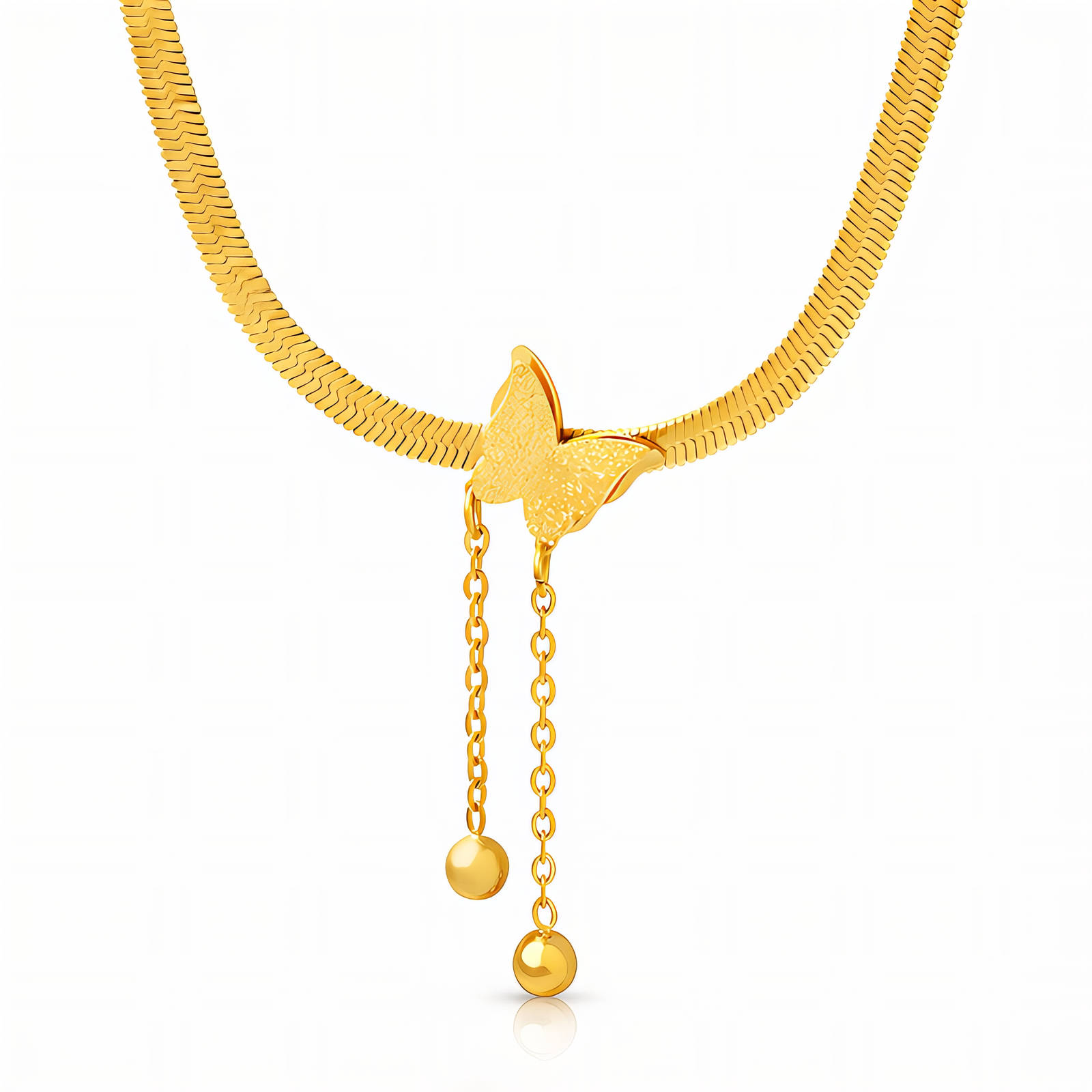 "Butterfly" Necklace, 18K Gold Plated Steel