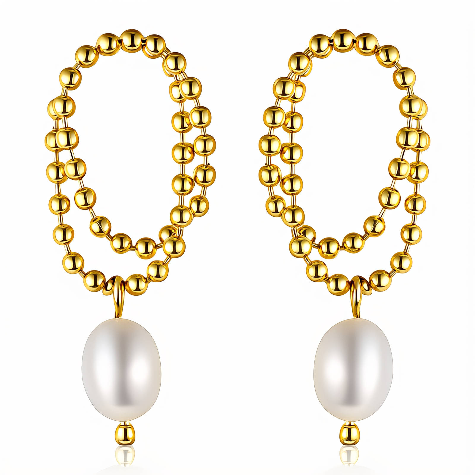 Earrings, 18K Gold Plated Steel