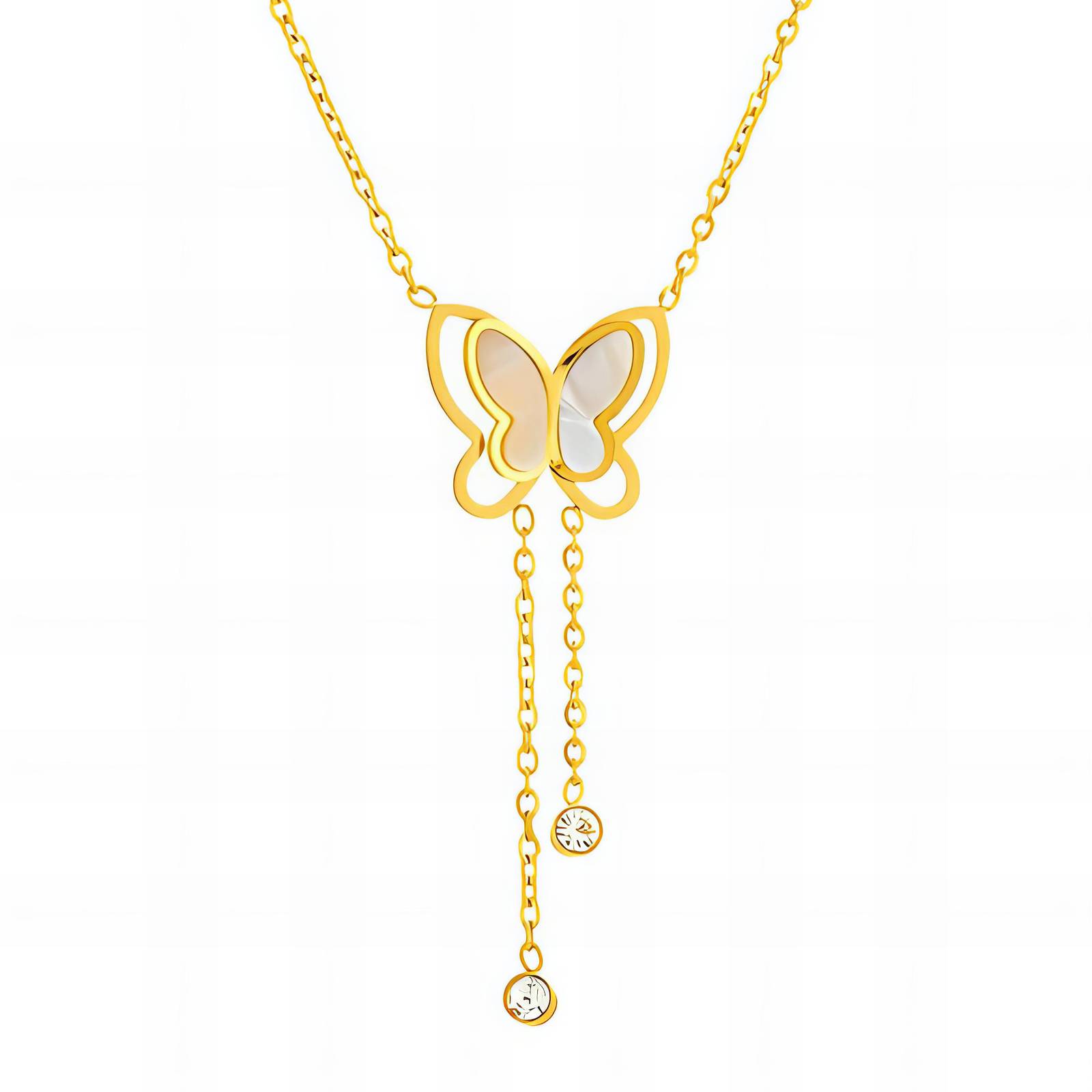 "Butterfly" Necklace, 18K Gold Plated Steel