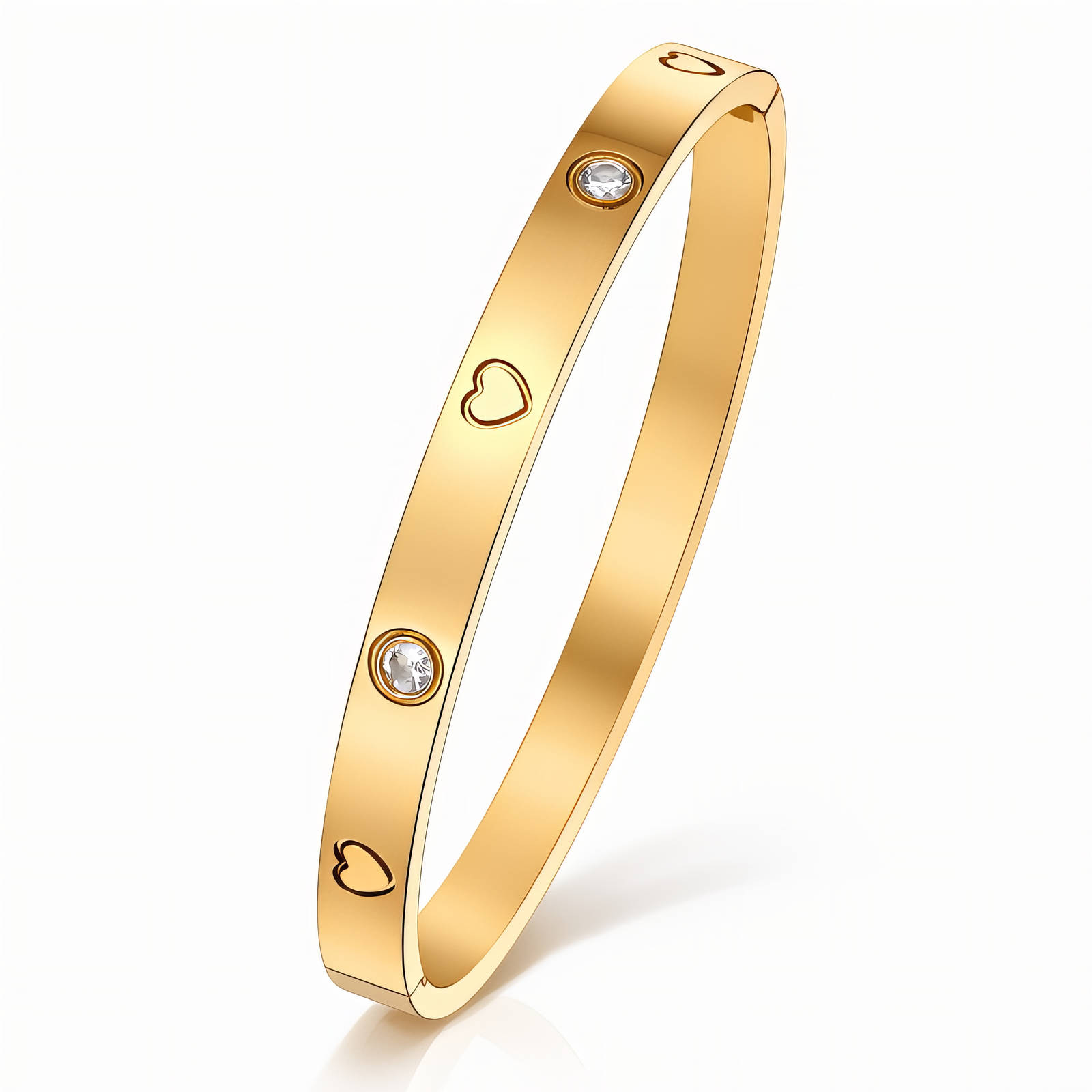 "Hearts" Bracelet, 18K Gold Plated Steel