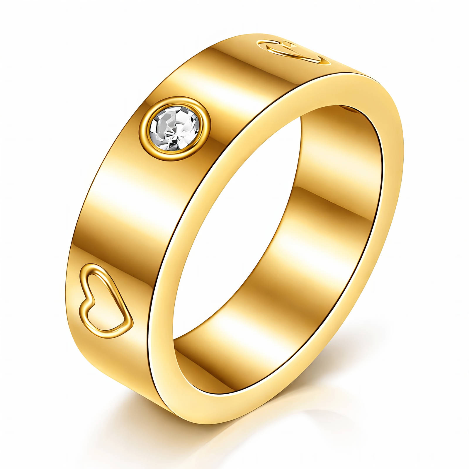 "Hearts" Ring, 18K Gold Plated Steel