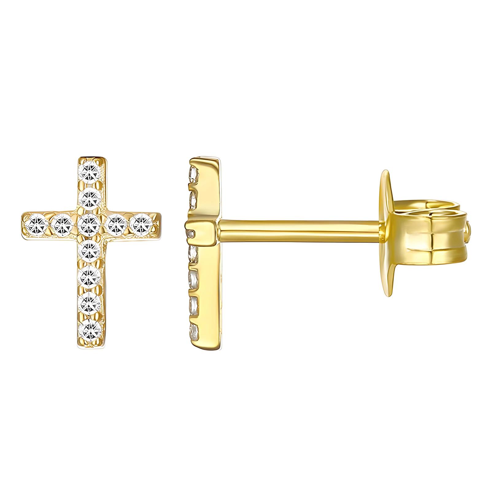 "Crosses" Earrings, 18K Gold Plated Steel