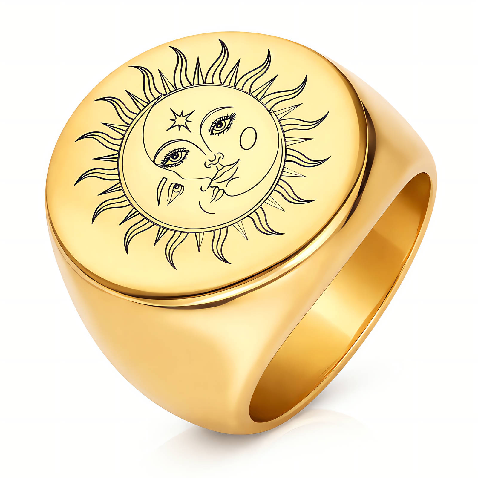 "Sun" Ring, 18K Gold Plated Steel