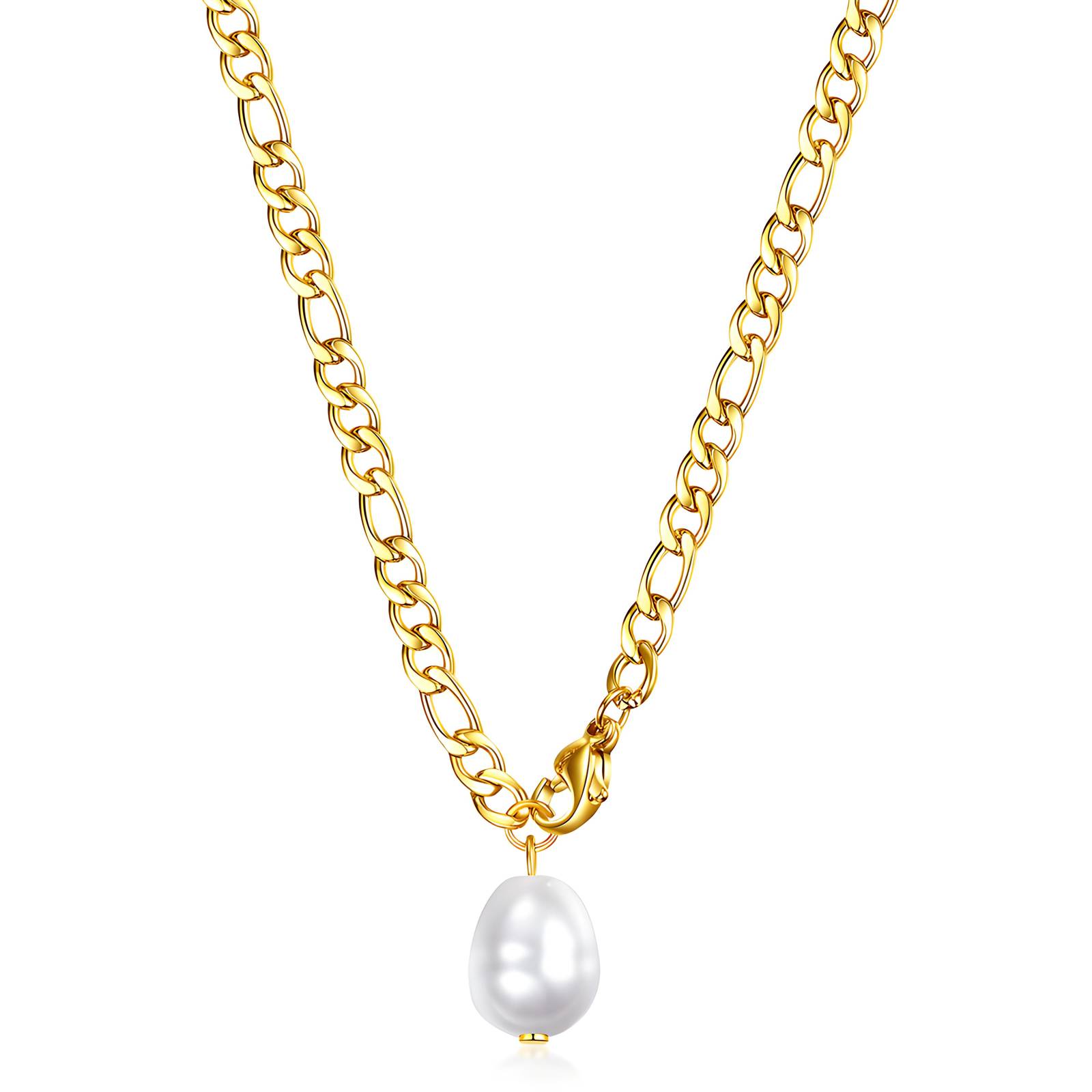 Necklace, 18K Gold Plated Steel