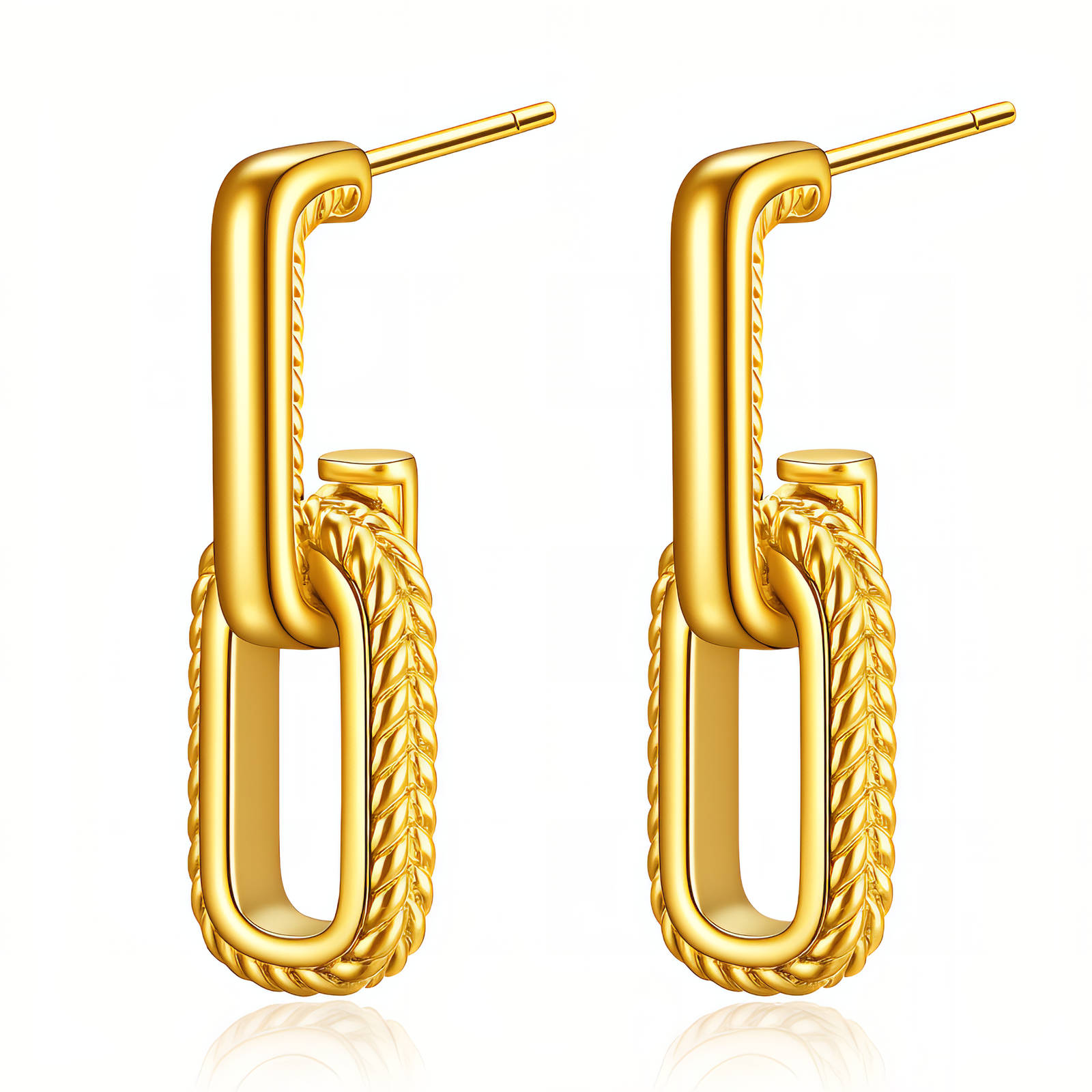 Earrings, 18K Gold Plated Steel