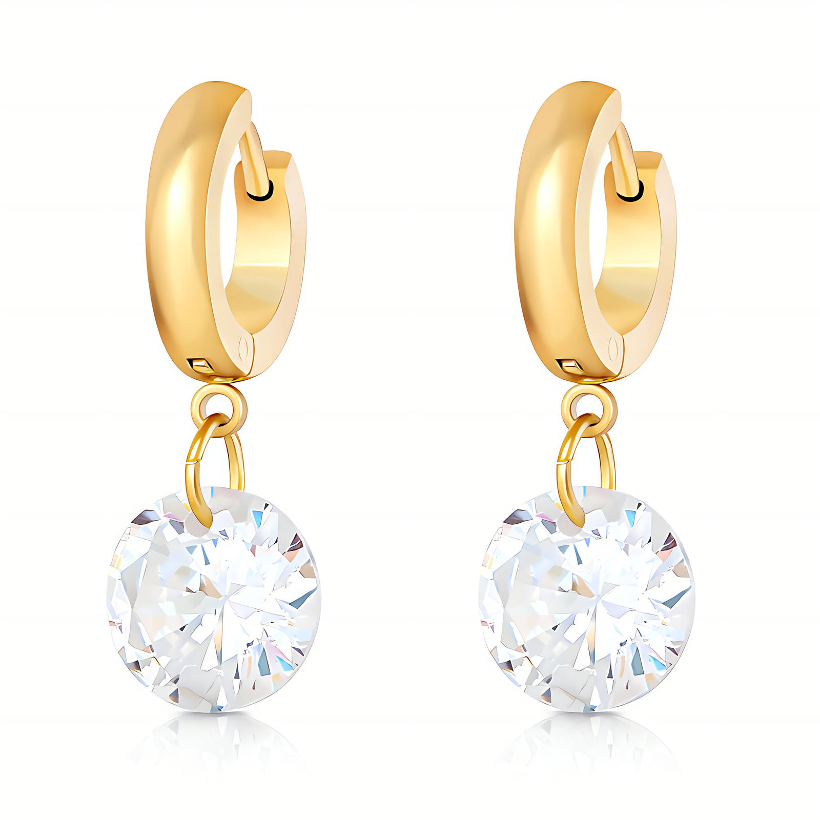 Earrings, 18K Gold Plated Steel