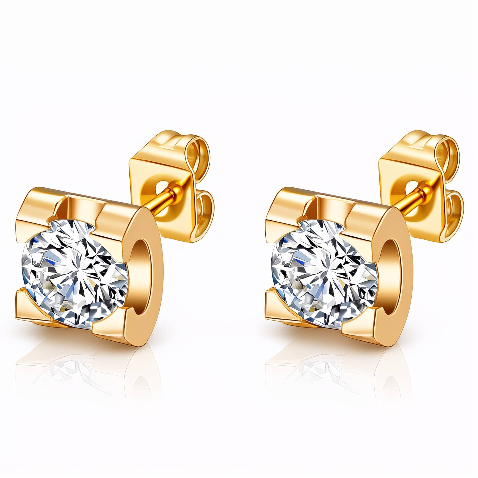 Earrings, 18K Gold Plated Steel