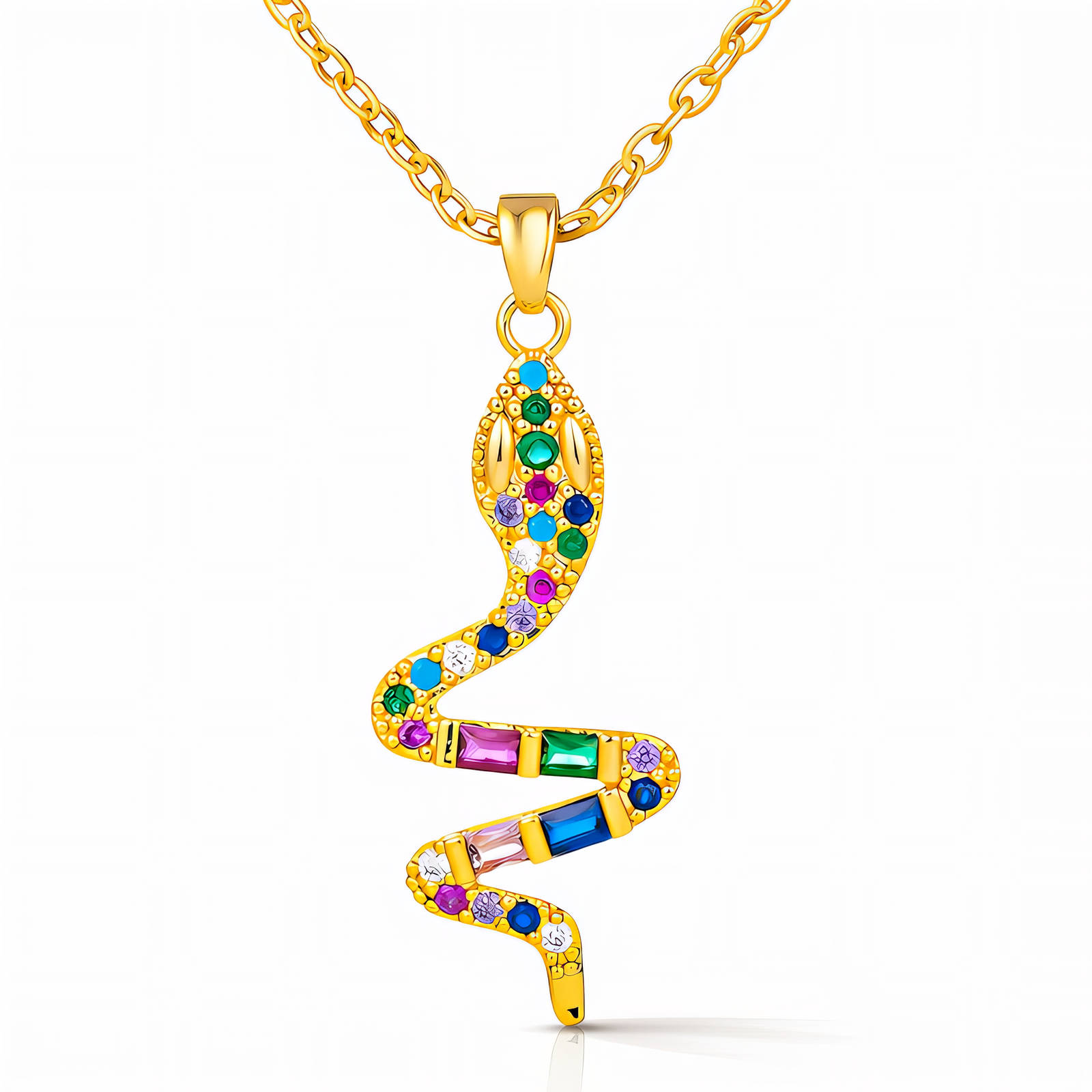 "Snake" Necklace, 18K Gold Plated Steel