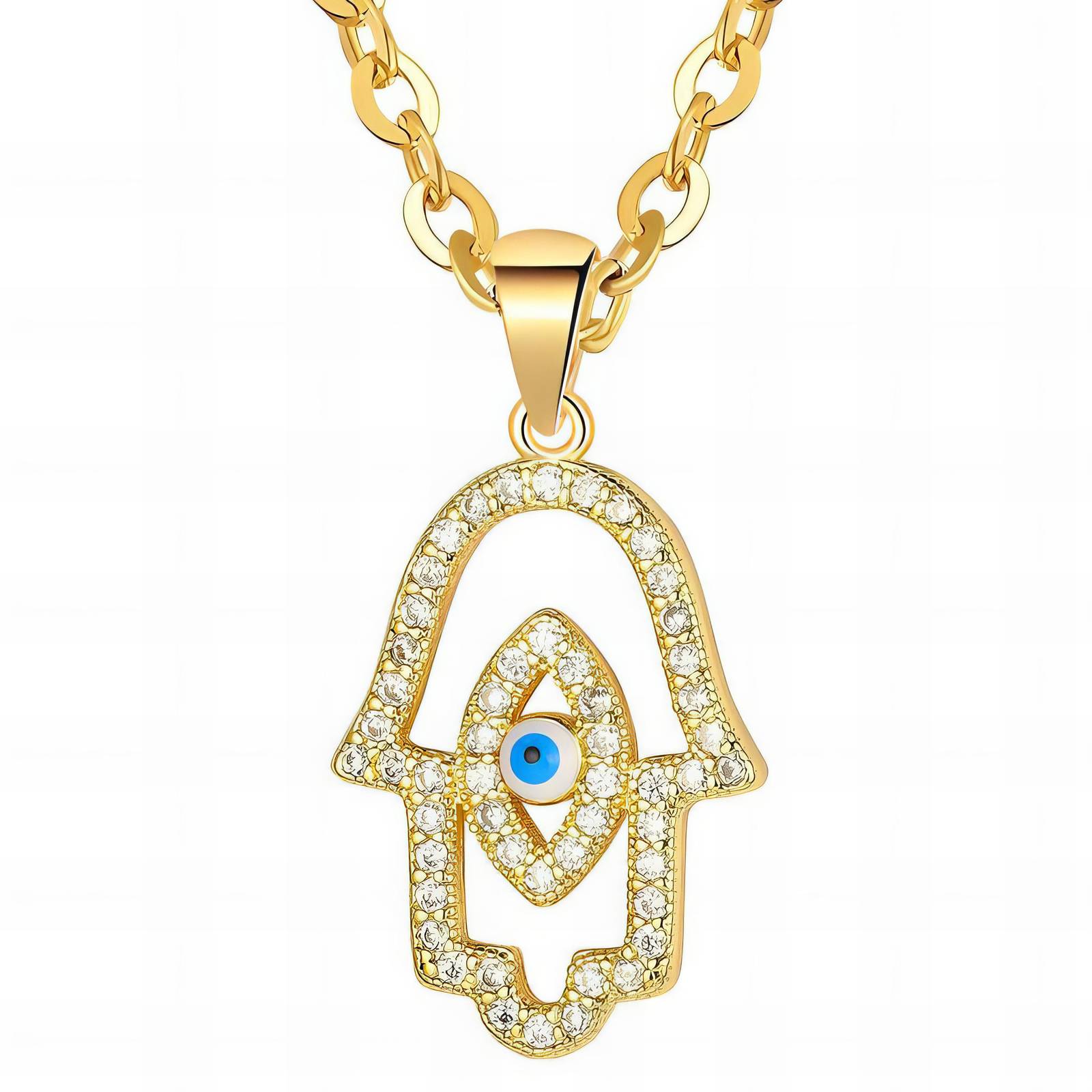 "Evil Eye" Necklace, 18K Gold Plated Steel