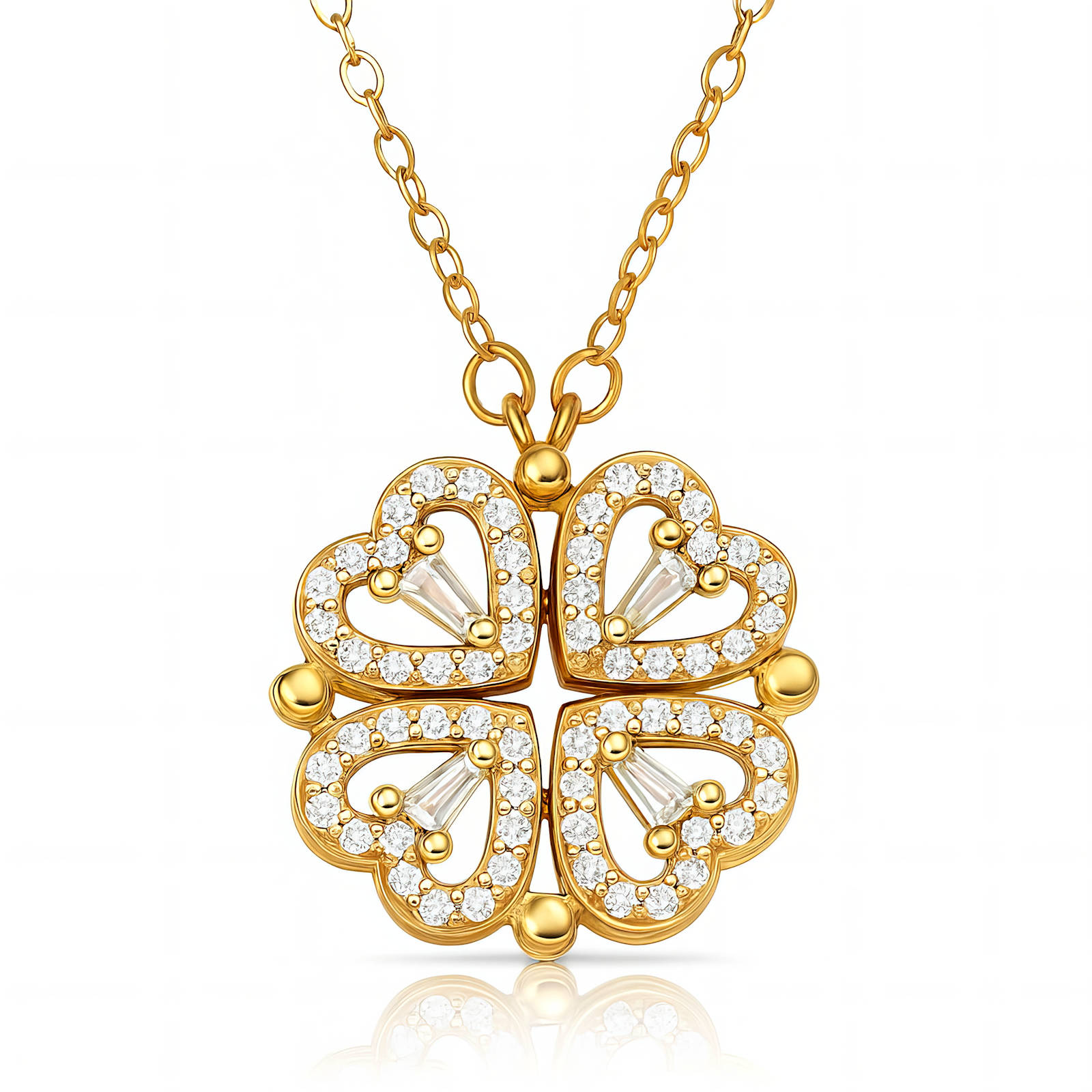 "Flower" Necklace, 18K Gold Plated Steel