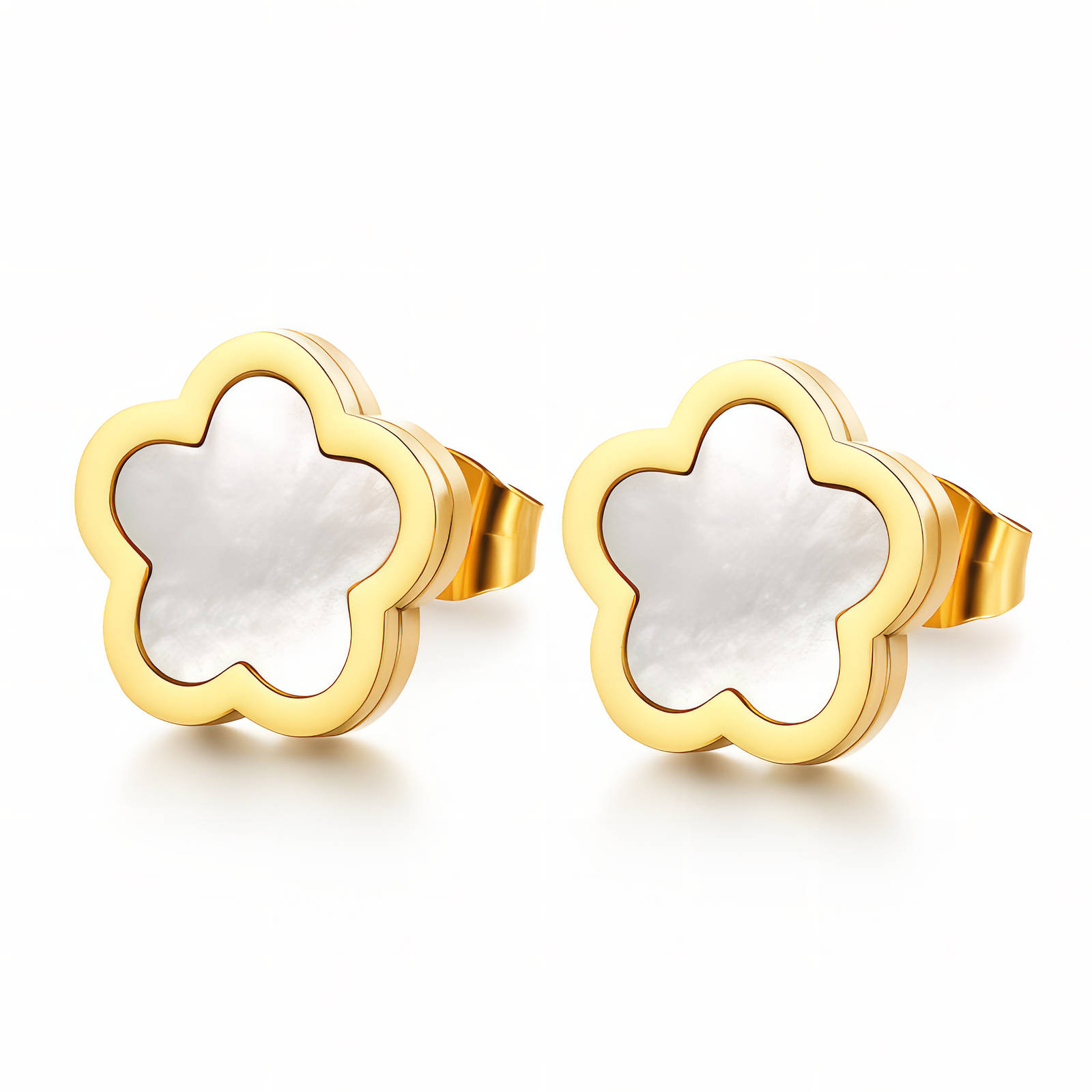 "Flowers" Earrings, 18K Gold Plated Steel