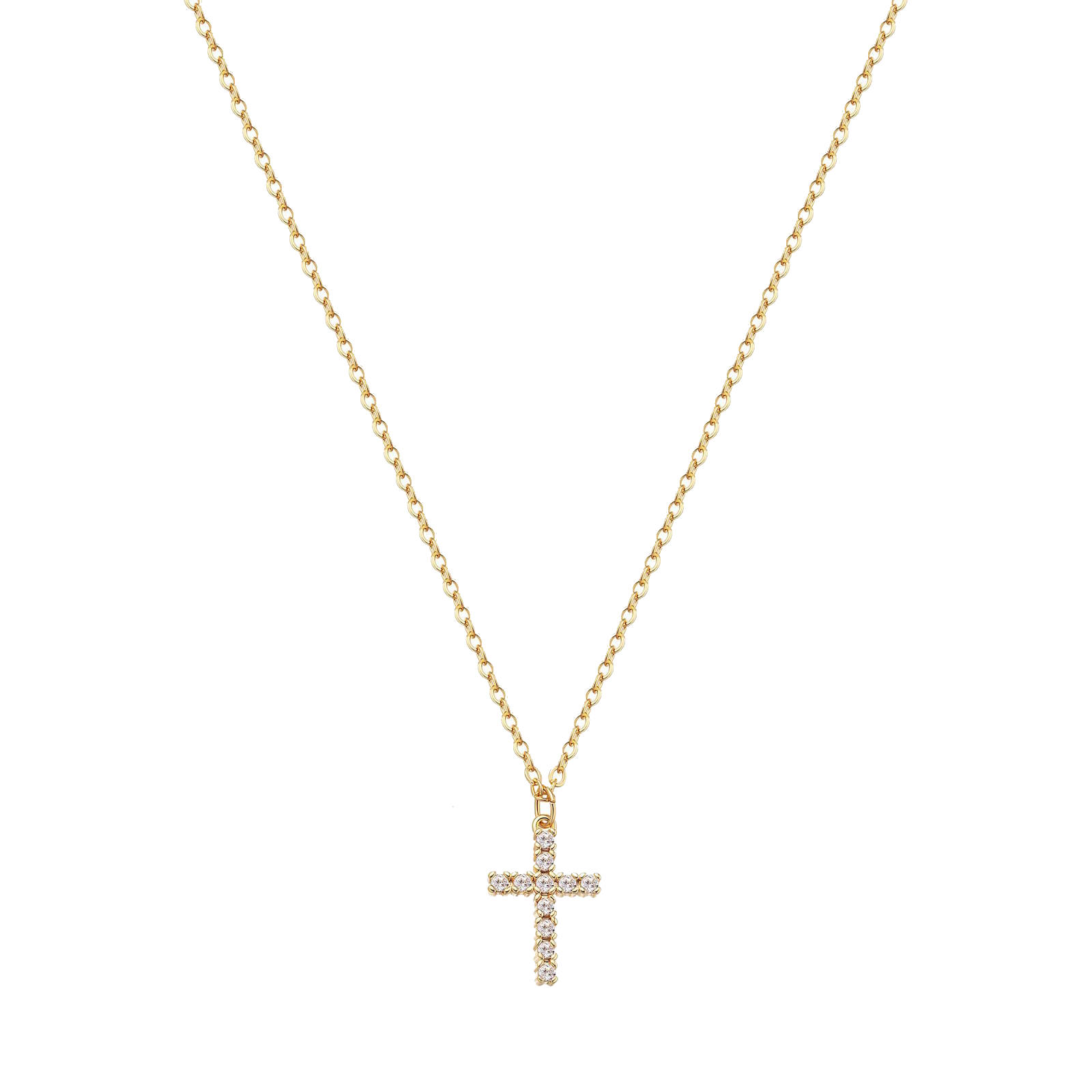 "Crosses" Necklace, 18K Gold Plated Steel