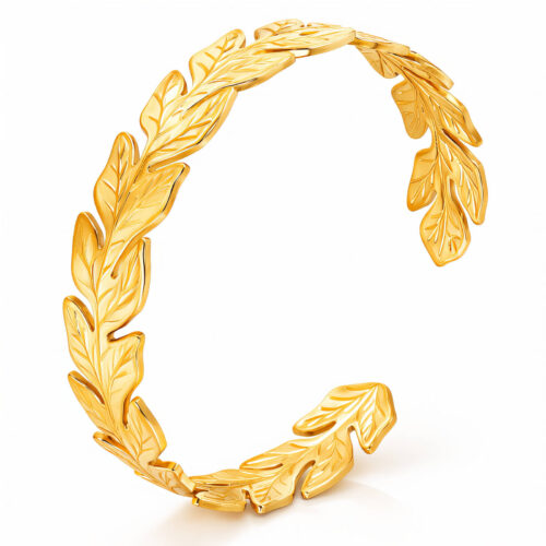 "Leaves" Bracelet, 18K Gold Plated Steel