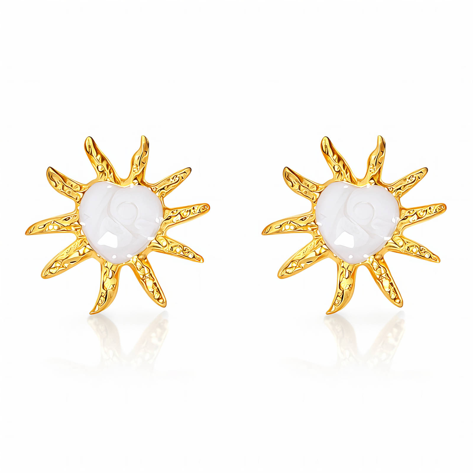 "Sun" Earrings, 18K Gold Plated Steel