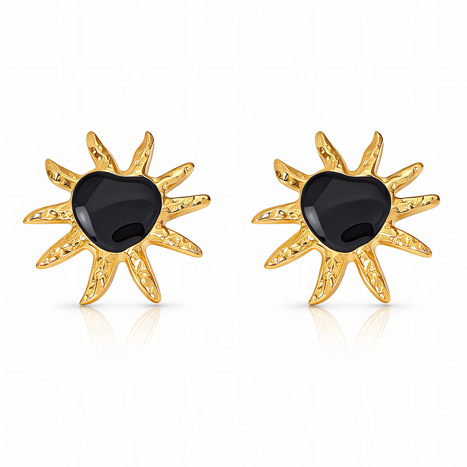 "Sun" Earrings, 18K Gold Plated Steel